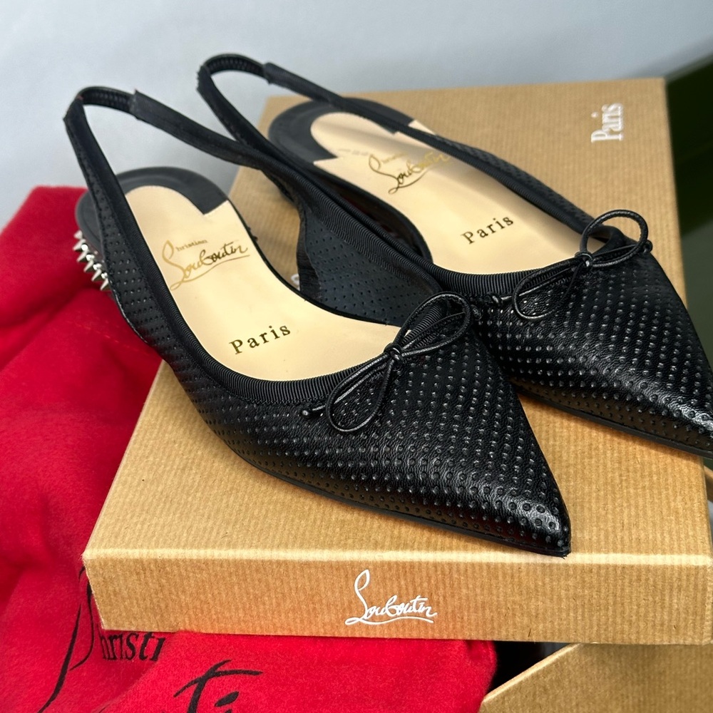 Christian Louboutin flat sling back with studded heel